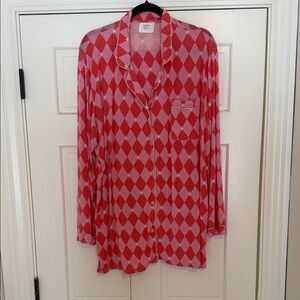 In My Sundays SET Women's Red/Pink Diamond-Print Pajama Top & Bottom